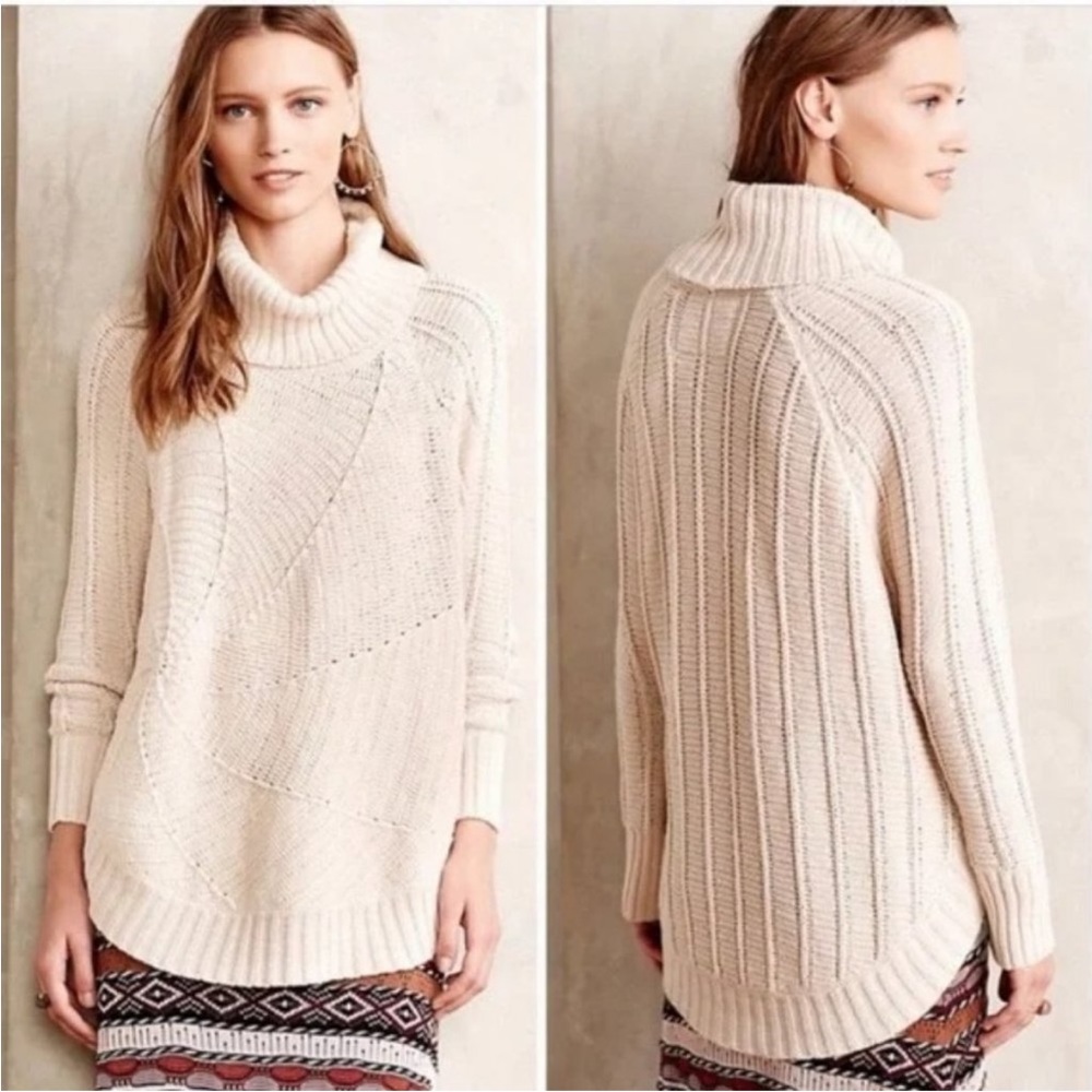 Anthropologie Angel Of The North Harvest Moon Poncho Sweater Cotton Knit Size XS - Picture 4 of 16